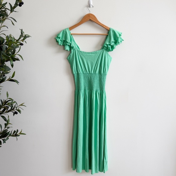 NATION LTD • Brittini Smocked Waist Midi Dress in Katydid - Picture 3 of 14